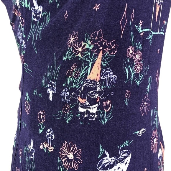 Modcloth sheath dress gnomes mushrooms cottagecore bustier back pockets! XXS - Picture 2 of 12